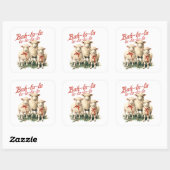 Bah La La Niedlich Retro Christmas Sheep Quadratischer Aufkleber (Blatt)