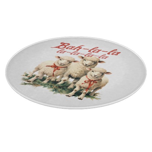Bah La La Niedlich Retro Christmas Sheep Schneidebrett (Ecke)