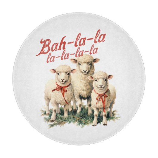 Bah La La Niedlich Retro Christmas Sheep Schneidebrett (Vorderseite)