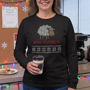 Bäh-Schaf-Humbug - Faux-Strick-Ugly-Sweater-Stil T-Shirt