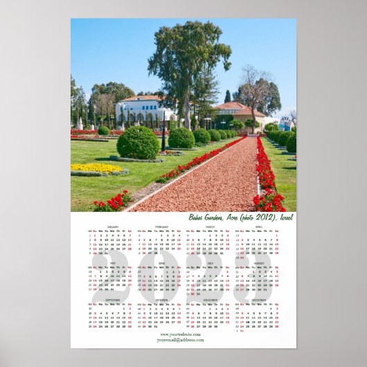 Bahai Gardens, Acre(2013). Israel. Kalender 2022 Poster (Vorne)