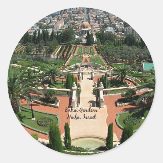 Bahai Gardens, Haifa, Israel, Runder Aufkleber (Vorderseite)