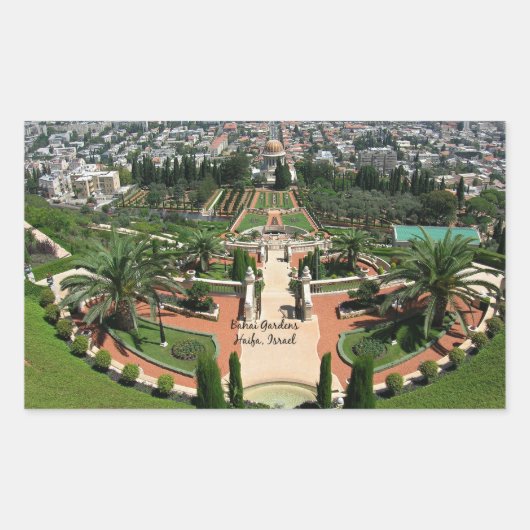 Bahai Gardens in Haifa, Israel Rechteckiger Aufkleber (Vorderseite)