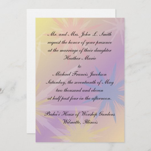 Baha'i Hochzeits-Einladung Einladung (Vorne/Hinten)
