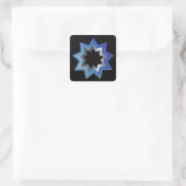 Bahai Religion Symbol - neun Sterne Quadratischer Aufkleber (Tasche)
