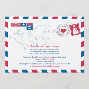 Bahama Air Mail Hochzeitsempfang Einladung