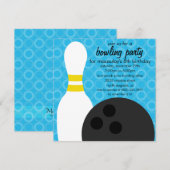 Bahama Blue Button Pals Bowling Birthday Party Einladung (Vorne/Hinten)