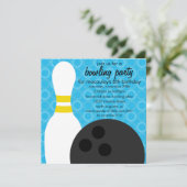 Bahama Blue Button Pals Bowling Birthday Party Einladung (Stehend Vorderseite)