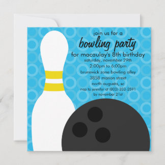 Bahama Blue Button Pals Bowling Birthday Party Einladung