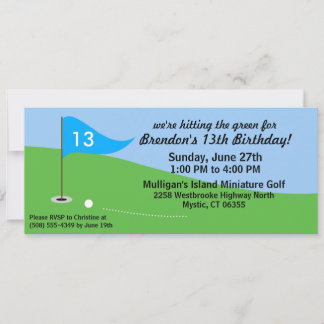 Bahama Blue Hit Green Golf Geburtstagsparty Einladung