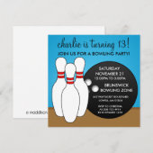 Bahama Blue Let's have a Ball Bowling Party Einladung (Vorne/Hinten)