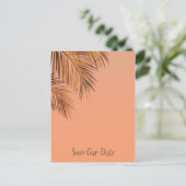 Bahama Breeze Bronze Palm Coral Save the Date Ankündigungspostkarte (Stehend Vorderseite)