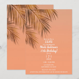 Bahama Breeze Bronze Palm Korallen-Geburtstagsfeie Einladung