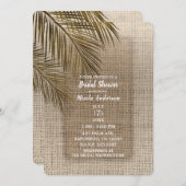 Bahama Breeze Bronze Palm Rustic Burlap Bridal Einladung (Vorne/Hinten)