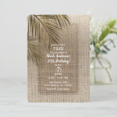 Bahama Breeze Bronze Palm Rustic Burlap Party Einladung (Stehend Vorderseite)