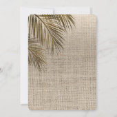 Bahama Breeze Bronze Palm Rustic Burlap Party Einladung (Rückseite)