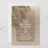 Bahama Breeze Bronze Palm Rustic Burlap Party Einladung (Vorderseite)