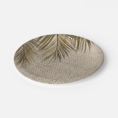 Bahama Breeze Bronze Palm Rustic Burlap Wedding Pappteller (Schrägansicht)