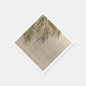 Bahama Breeze Bronze Palm Rustic Burlap Wedding Serviette (Ecke)