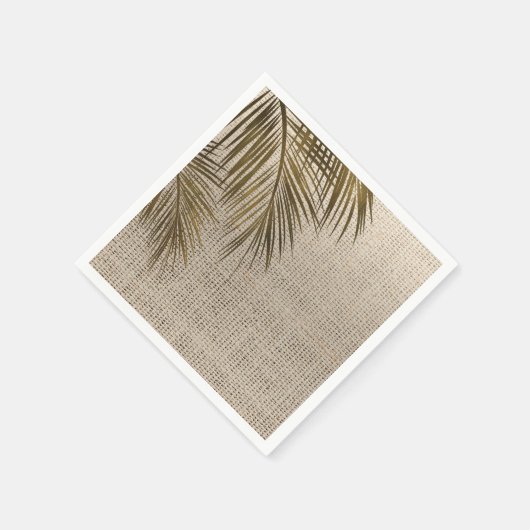Bahama Breeze Bronze Palm Rustic Burlap Wedding Serviette (Ecke)