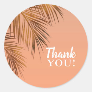 Bahama Breeze Bronze Palme Koralle Pfirsich Hochze Runder Aufkleber