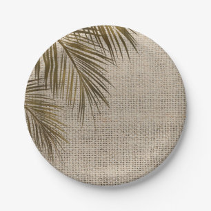 Bahama-Breeze-Bronze-Palme-rustikal-Jute-Hochzeit Pappteller