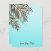 Bahama Breeze Copper Palm Aqua Blue Save the Date Ankündigungspostkarte (Vorne/Hinten)