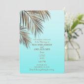 Bahama Breeze Copper Palm Aqua Sea Blue Wedding Einladung (Stehend Vorderseite)