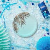 Bahama Breeze Copper Palm Aqua Sea Blue Wedding Pappteller (Party)