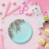 Bahama Breeze Copper Palm Aqua Sea Blue Wedding Pappteller (Party)