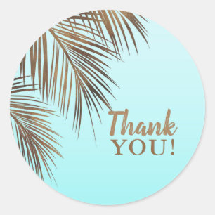 Bahama Breeze Kupfer Palme Aqua Meer Blau Hochzeit Runder Aufkleber