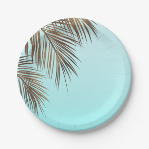 Bahama-Breeze Kupfer-Palme Aqua Meeresblau Hochzei Pappteller