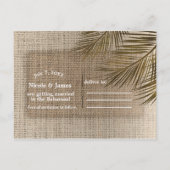 Bahama Bronze Palm Rustic Burlap Save the Date Ankündigungspostkarte (Rückseite)