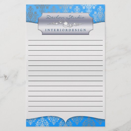 Bahama Dashing Damask Lined Business Stationary Briefpapier (Vorderseite)