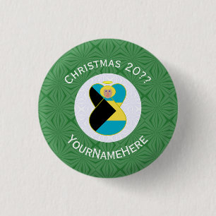 Bahama-Flagge Blonde Engel Weihnachten Personalisi Button