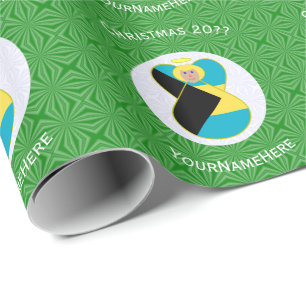 Bahama-Flagge Blonde Engel Weihnachten Personalisi Geschenkpapier