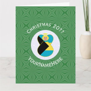 Bahama-Flagge Blonde Engel Weihnachten Personalisi Karte