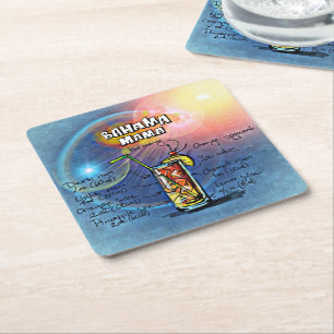 Bahama Mama Cocktail (#8 von 12 Sets mit Rezept fü Rechteckiger Pappuntersetzer
