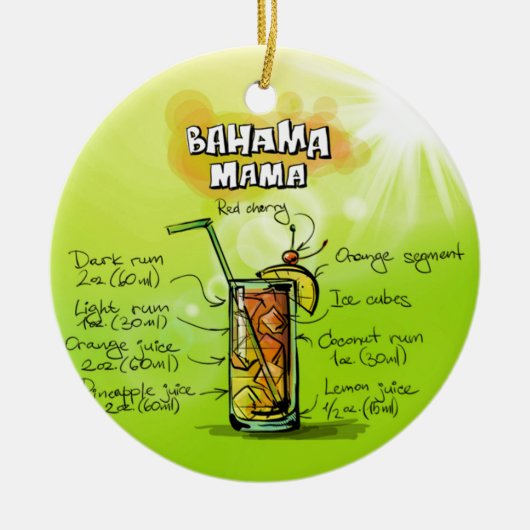 Bahama Mama Cocktail Rezept Keramikornament (Vorne)