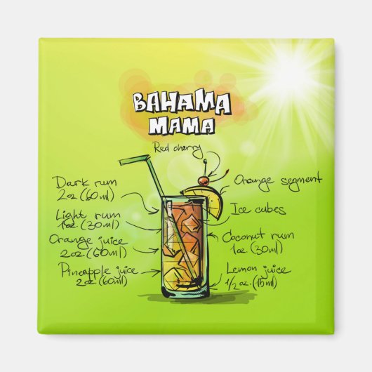 Bahama Mama Cocktail Rezept Magnet (Vorne)