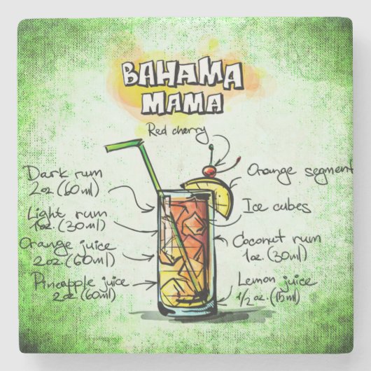 Bahama Mama Drink Recipe Steinuntersetzer (Vorderseite)