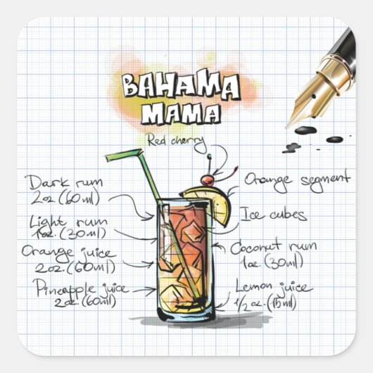 Bahama Mama Quadratischer Aufkleber (Vorderseite)