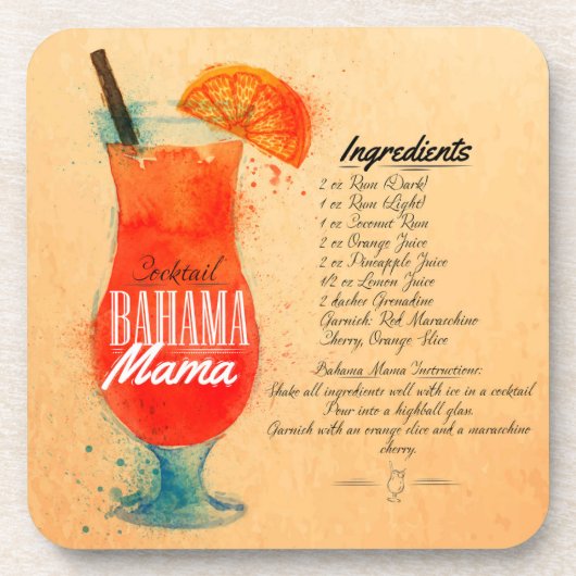 Bahama Mama Recipe Getränkeuntersetzer (Vorderseite)