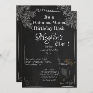 Bahama Mama Vintag Chalk 21. Geburtstag Bash Einladung