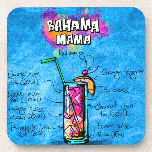 Bahama Mutter Cocktail Recipe Plastic Coaster Getränkeuntersetzer (Vorderseite)