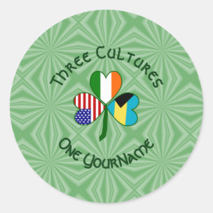 Bahamaisch Irisch Amerikanisches Kleeblatt Persona Runder Aufkleber