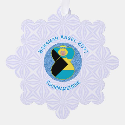 Bahaman Flag Blonde Angel Personalisiert Ornament Karte (Vorderseite)