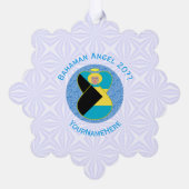 Bahaman Flag Blonde Angel Personalisiert Ornament Karte (Rückseite)