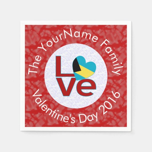 Bahaman Flag Herzerrote LIEBE Serviette (Vorderseite)