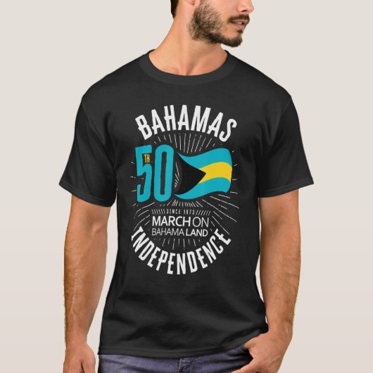 Bahamas 50. Unabhängigkeit Bahamian Flagge Nassau T-Shirt (Vorderseite)